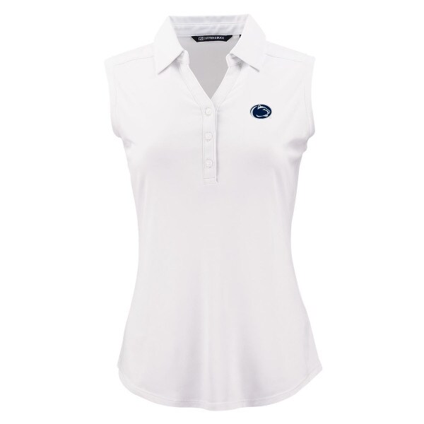 women's Cutter & Buck white sleeveless polo with Penn State Athletic Logo